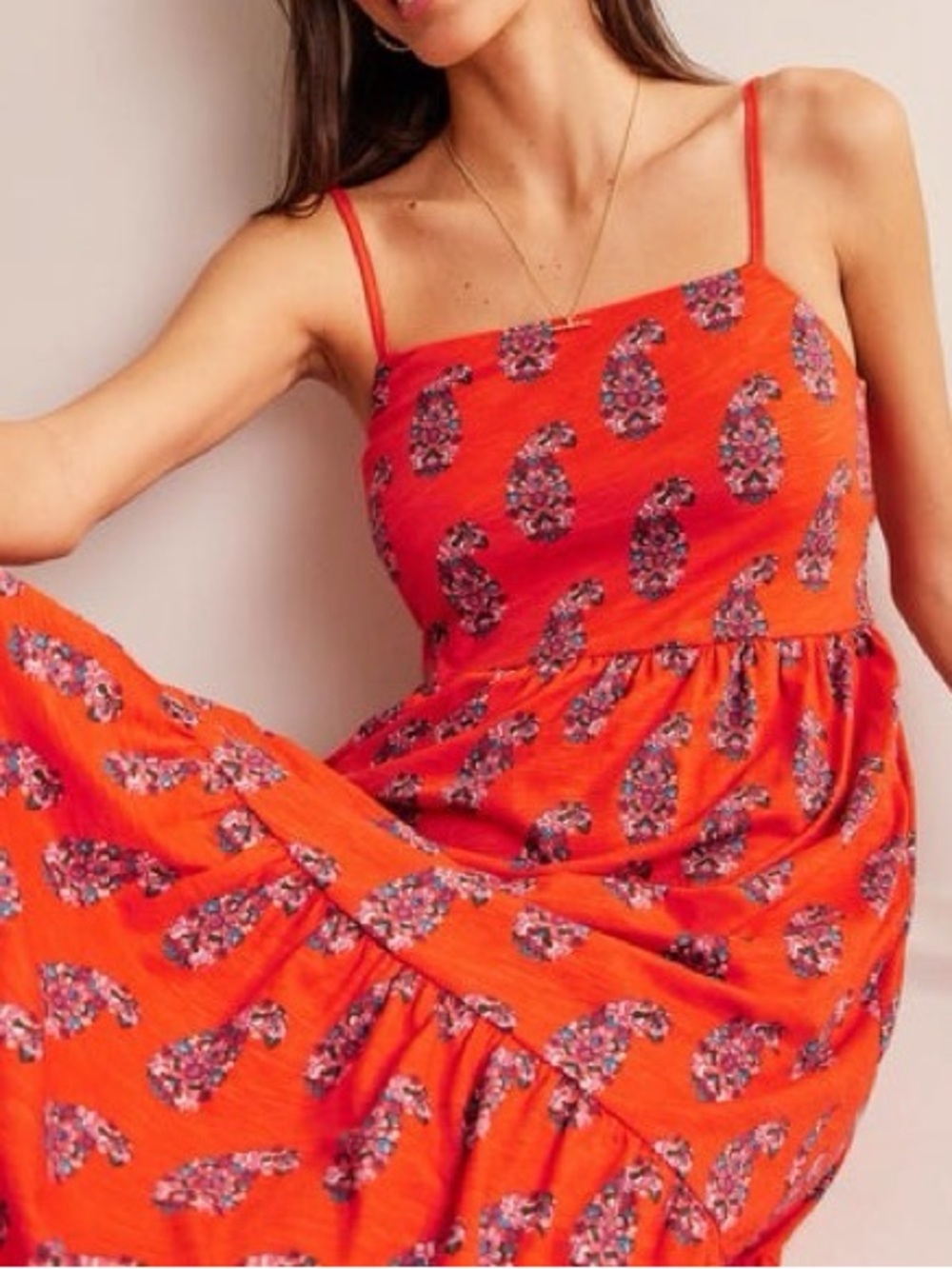 Boden Paisley Print Spaghetti Strap Dress